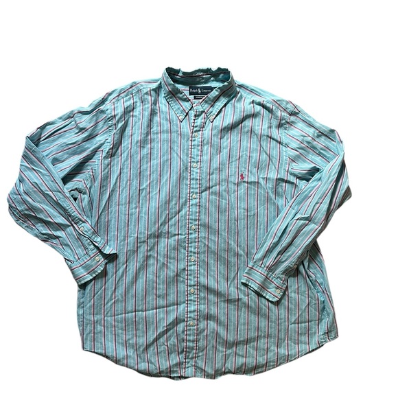 Polo Ralph Lauren Shirt Men's 2XB Tiffany Blue Red Plaid Long Sleeve Easter NICE - Picture 1 of 3